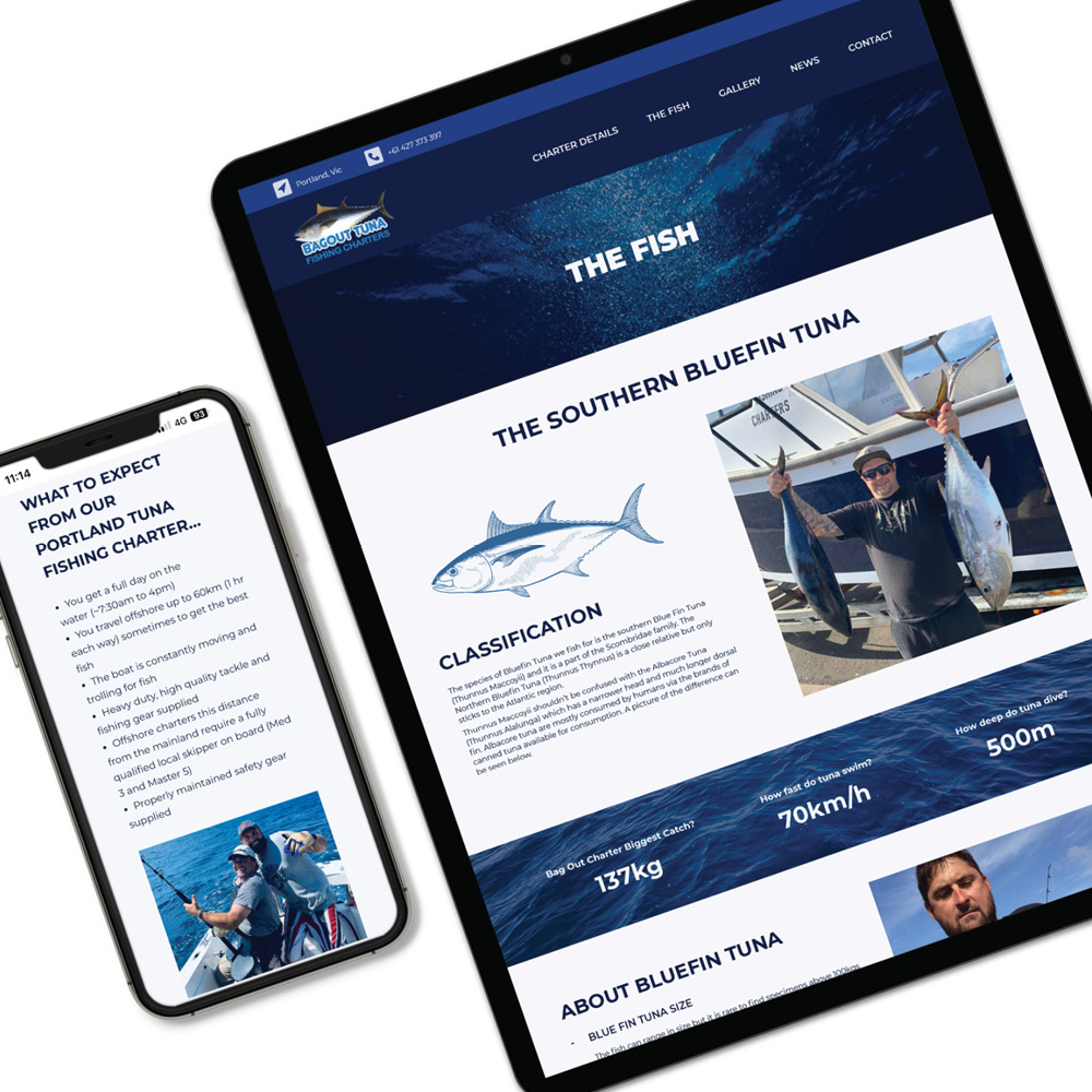 Website Design & Development for a Fishing Charter Business - Websites Au Melbourne - Wordpress Development Company