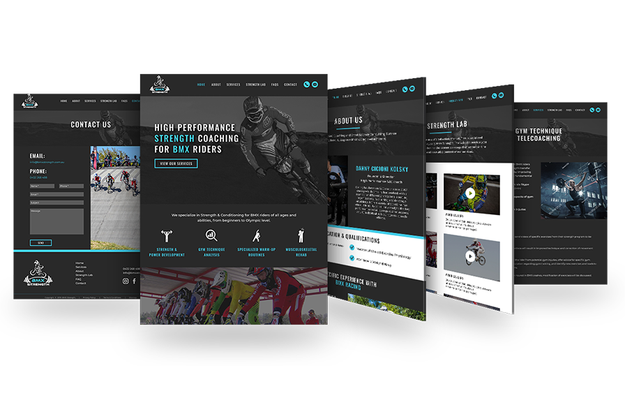 BMX-5Screens-1-sml BMX Strength Dark Website Design - Websites designed and developed on WordPress by Websites Au Melbourne
