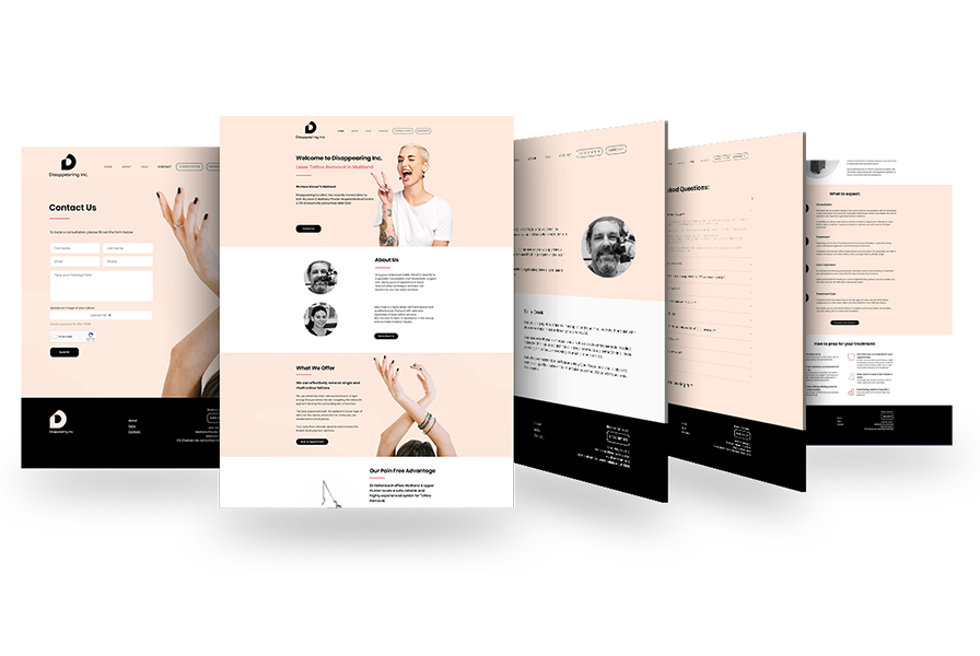 DisapearingInc-5Screens-sml Tattoo Removal Website Design St Kilda - Websites designed and developed on WordPress by Websites Au Melbourne