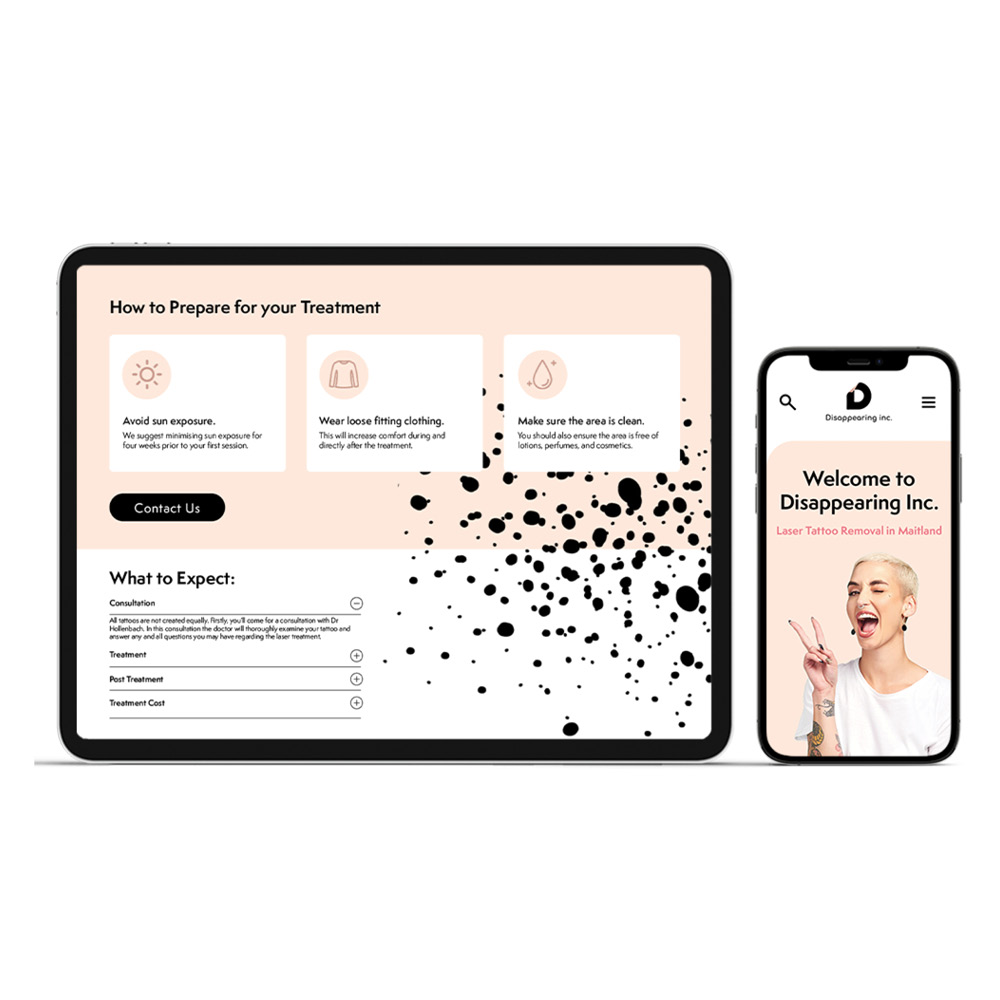 Tattoo Removal Business - Custom Website Design & Development Business by Websites Au Melbourne