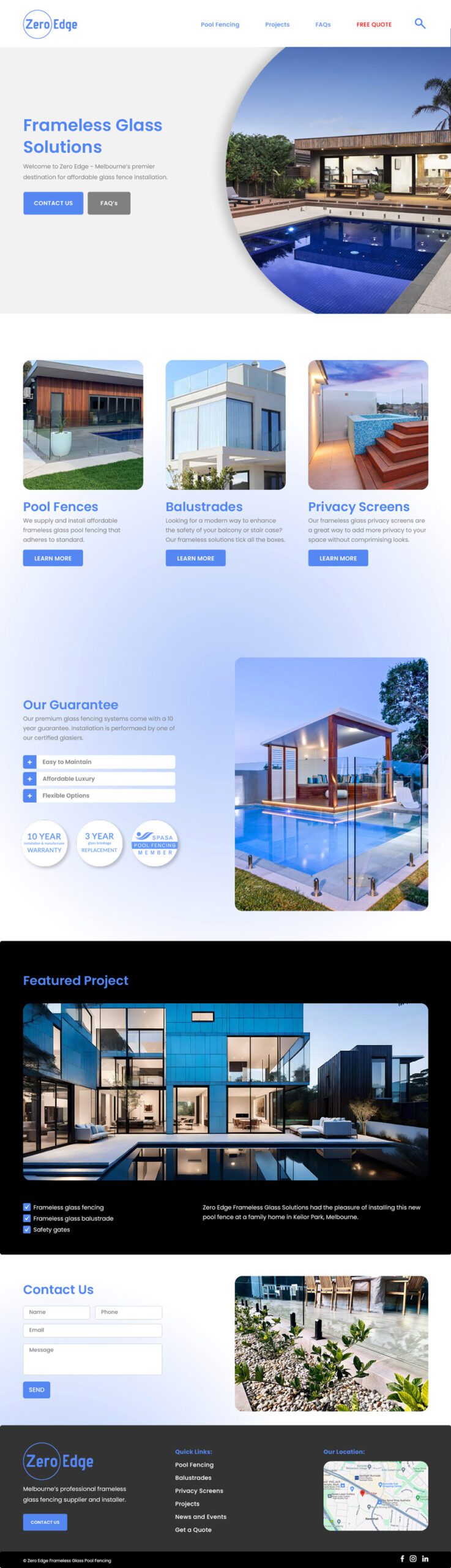 Melbourne glass panel installation website design portfolio - Website designed and developed on WordPress by Websites Au