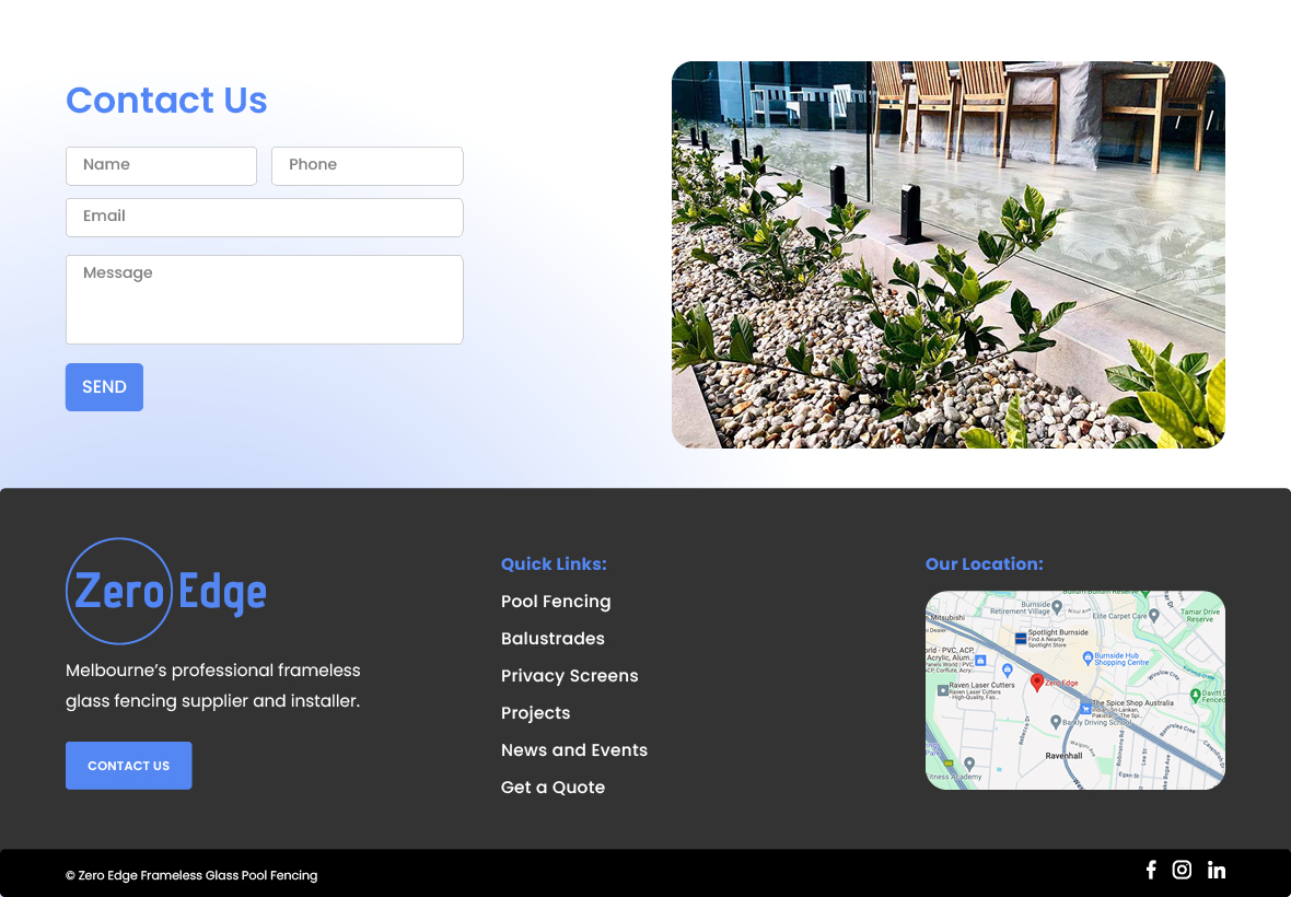 Zero Edge Melbourne scroll through website design - Website designed and developed on WordPress by Websites Au