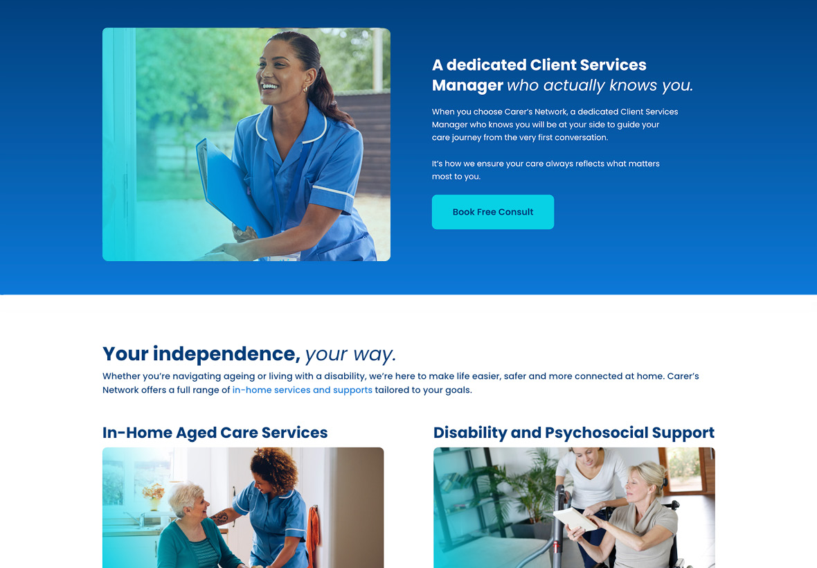 Carer's Network Website Portfolio